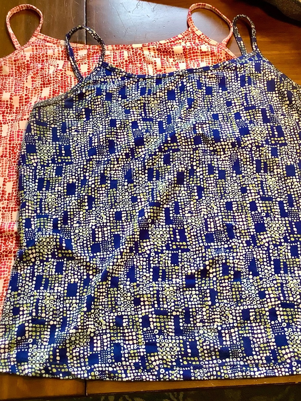 Lane Bryant Two Pack Blue and Red Printed Spaghetti Strap Tanks